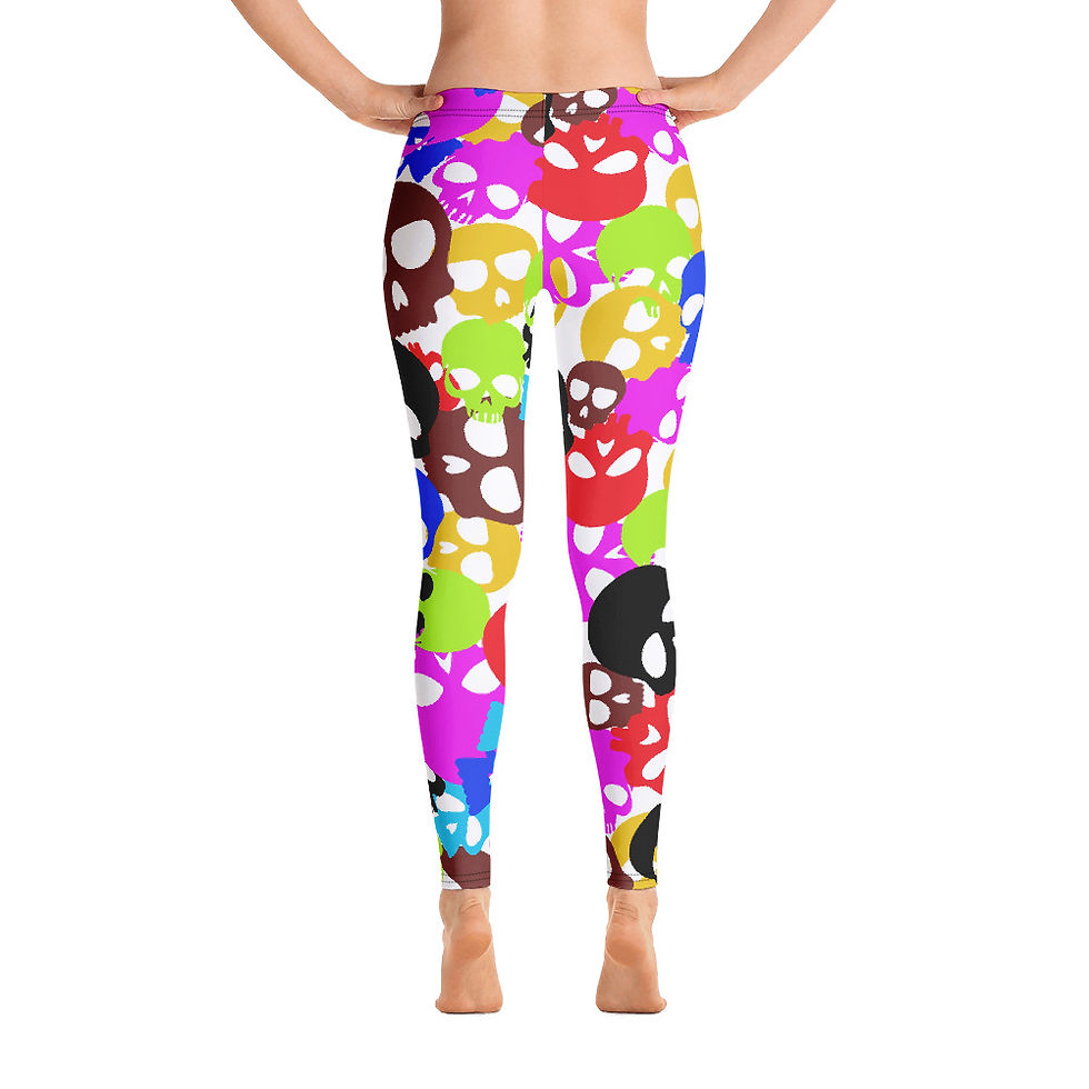 Thumbnail: L595 - SKULLS COLORFUL LEGGINGS READY DESIGN PRINTFUL TEMPLATE FILE