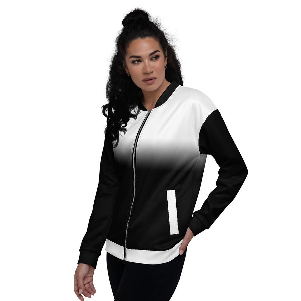Miniatura: BJ013-  BLACK WHITE GRADIENT PRINT FOR UNISEX BOMBER JACKET PRINTFUL TEMPLATE