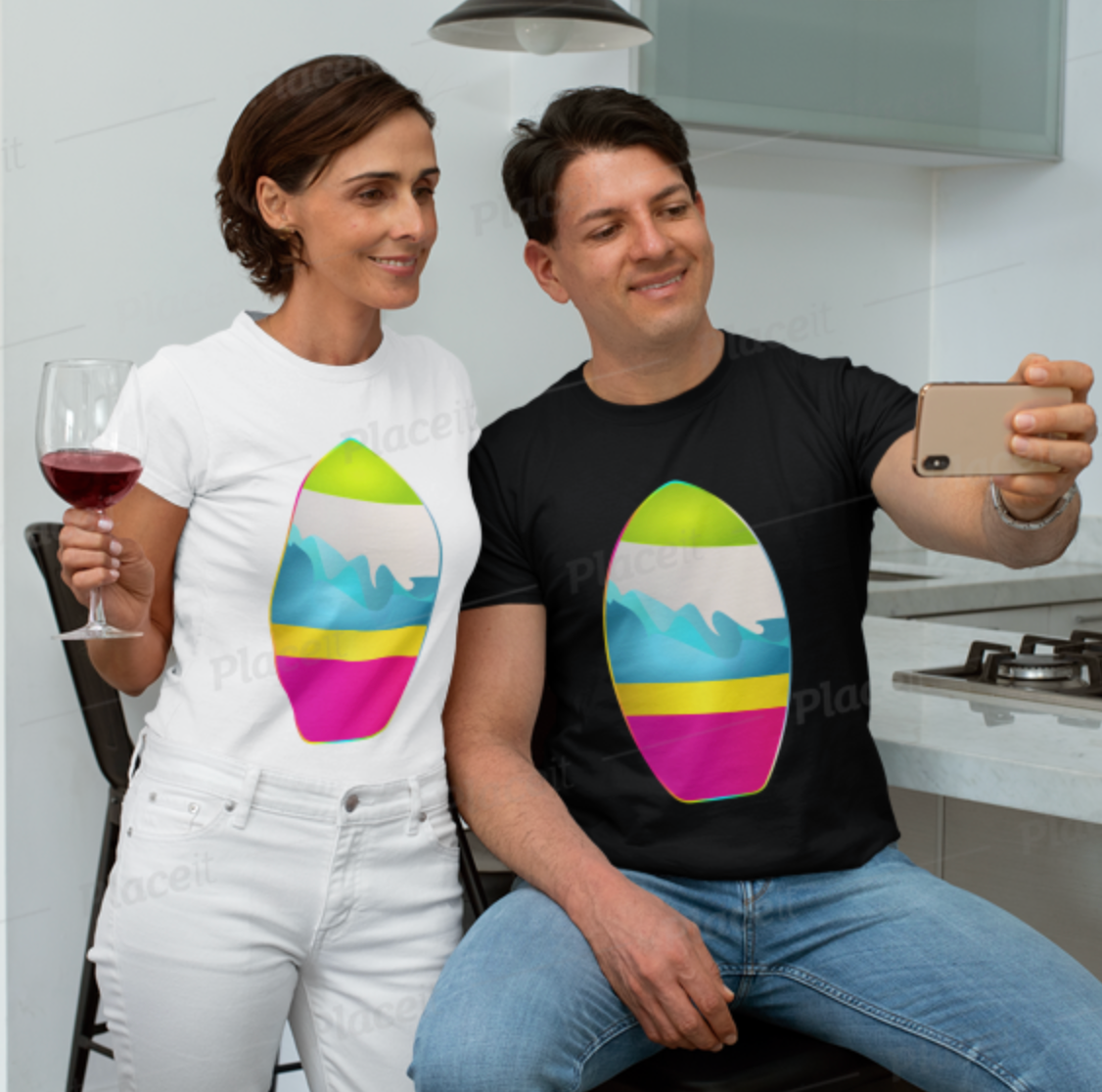 TW103 - SWIM BOARD UNISEX T-SHIRT PRINTFUL TEMPLATE FILE