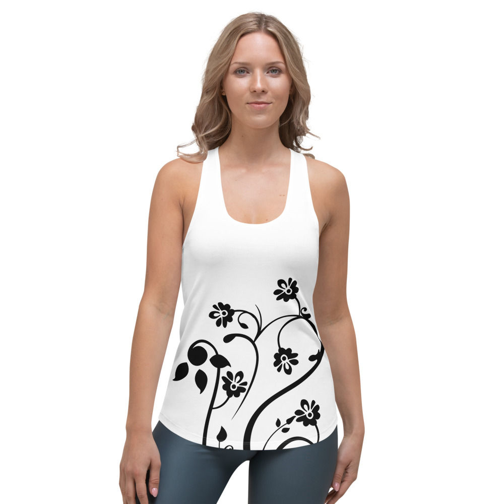 TT034 - FLOWER LEAF ART ALL OVER PRINT RACERBACK TANK TOP PRINTFUL TEMPLATE FILE