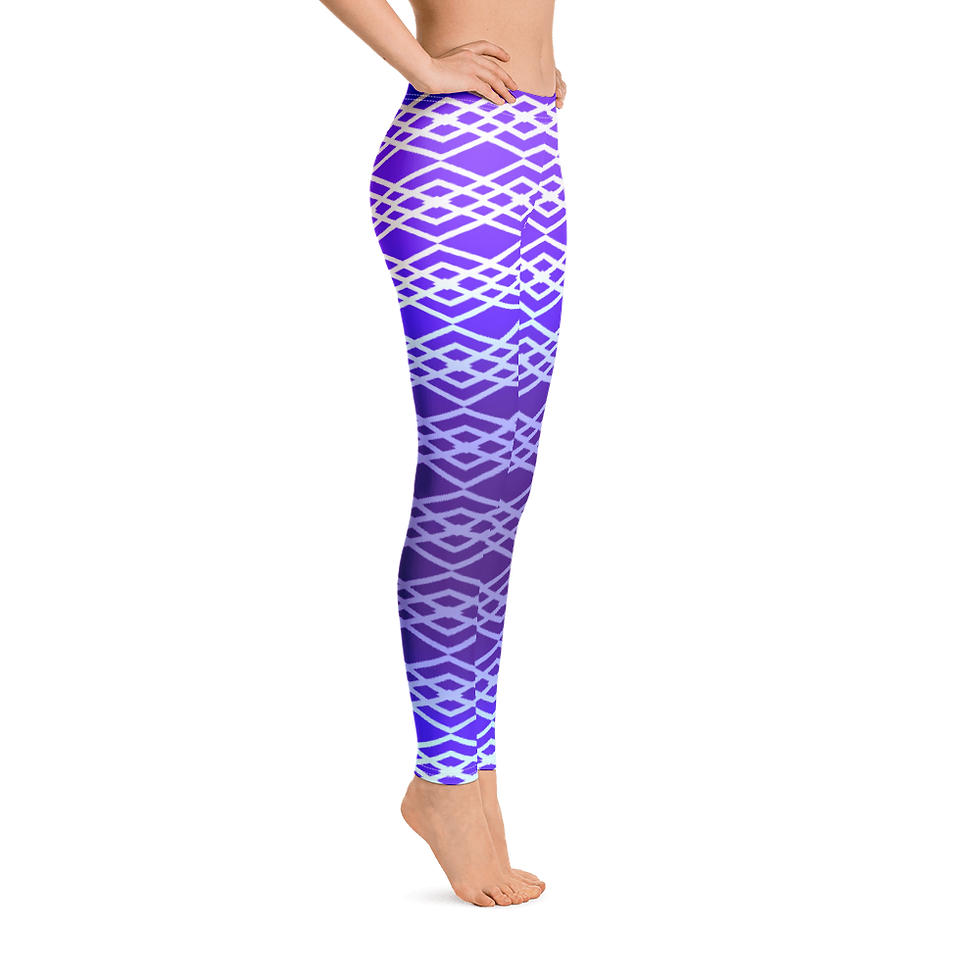 Thumbnail: H401 - WHITE GEOMETRIC ART PURPLE LEGGINGS READY DESIGN PRINTFUL TEMPLATE F