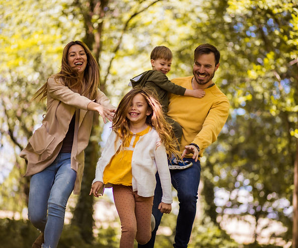Family in the woods