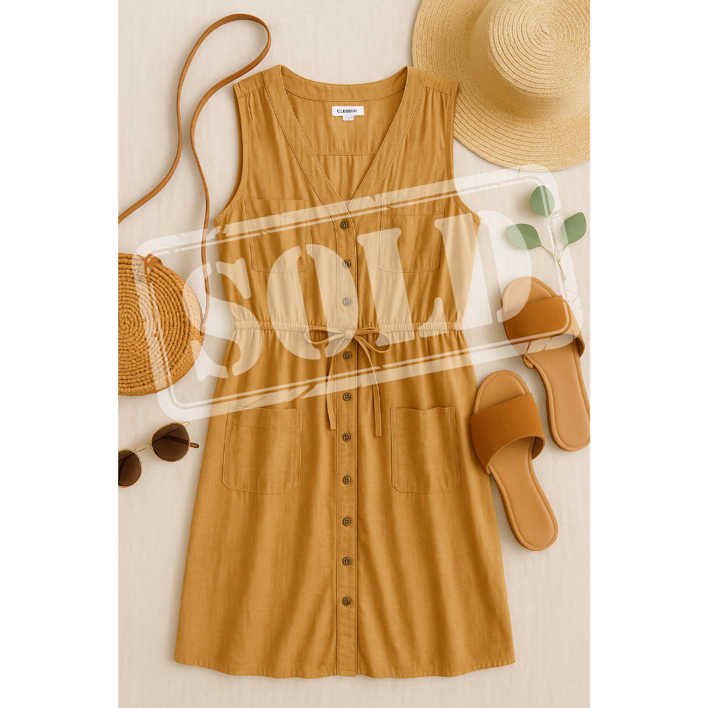 Old Navy Button-Front Sleeveless Dress Size Medium🌻 SOLD 🏷️