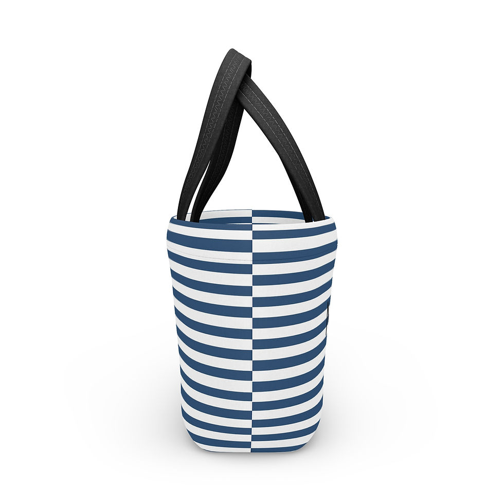 Thumbnail: Navy and White Stripe Personalized Lunch Bag