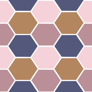 a pattern of pink and blue hexagons on a white background