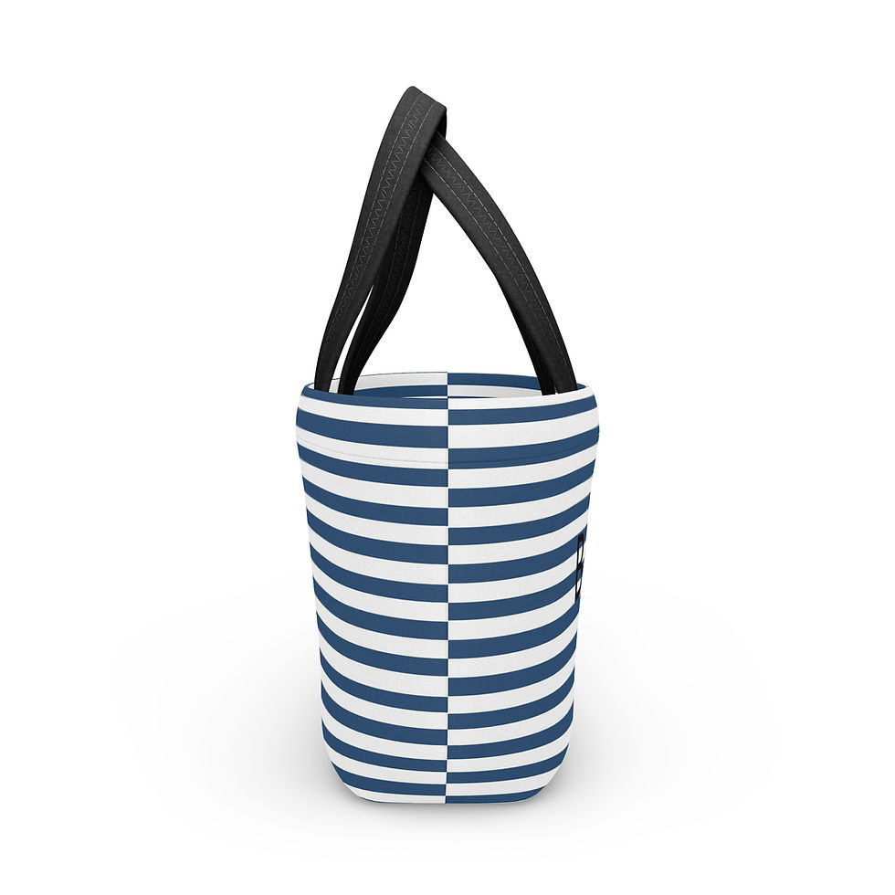 Thumbnail: Navy and White Stripe "Bonjour" Lunch Bag