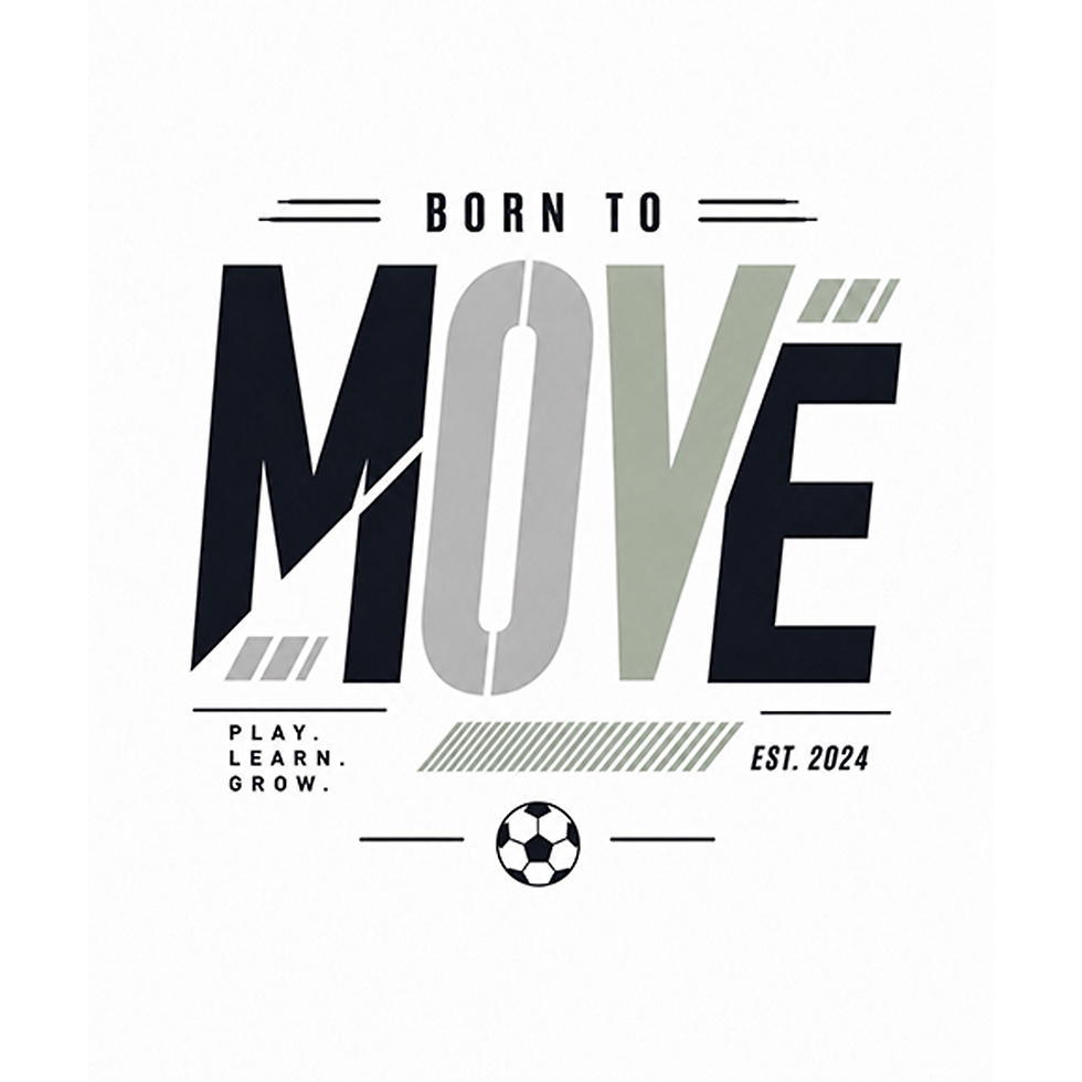 Logo "BORN TO MOVE" avec ballon de foot
