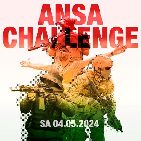 Affiche promotionnelle pour le concours de tir annuel du club d'airsoft ANSA avec plusieurs participants en guise d'exemple.