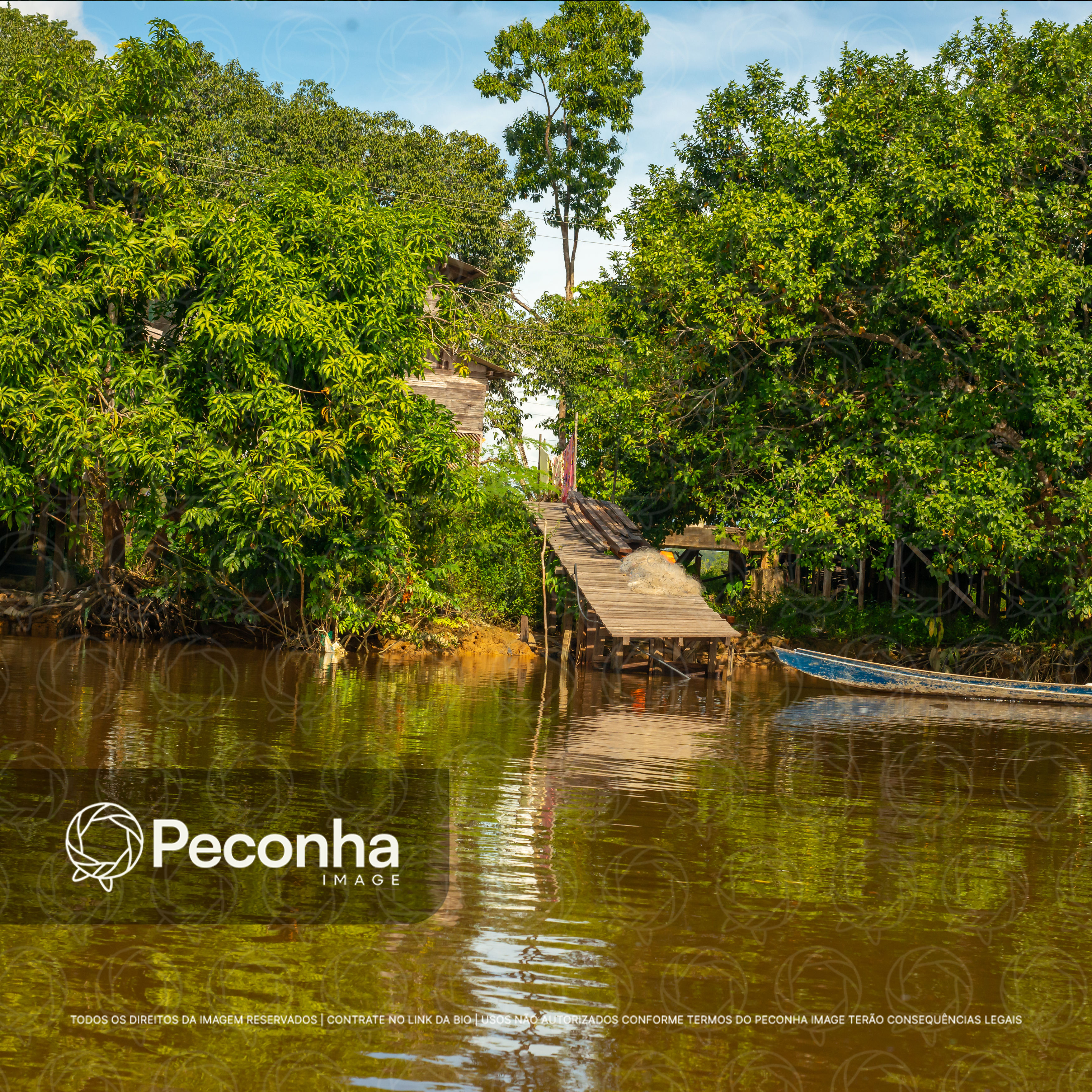 Casas ribeirinhas na Amazônia