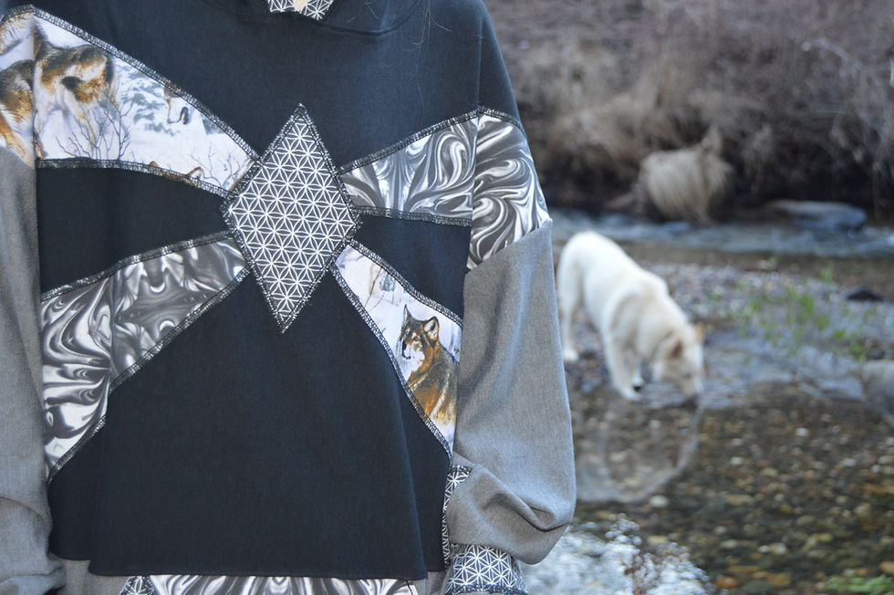 Thumbnail: YinYang Wolf | One of a Kind Bamboo Hoodie MEDIUM