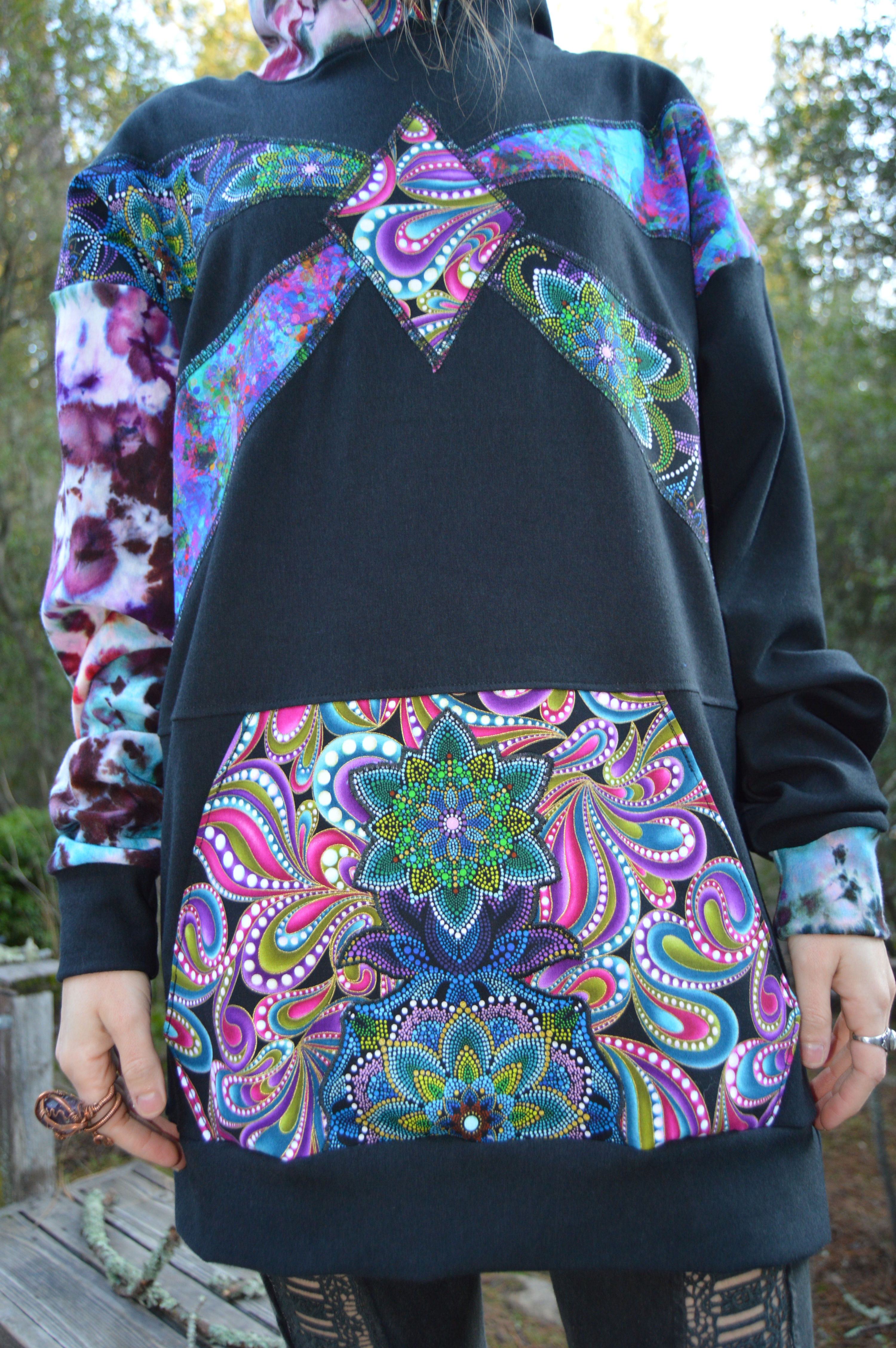 Rainbow Drip | One of a Kind Bamboo/Hemp Hoodie SMALL