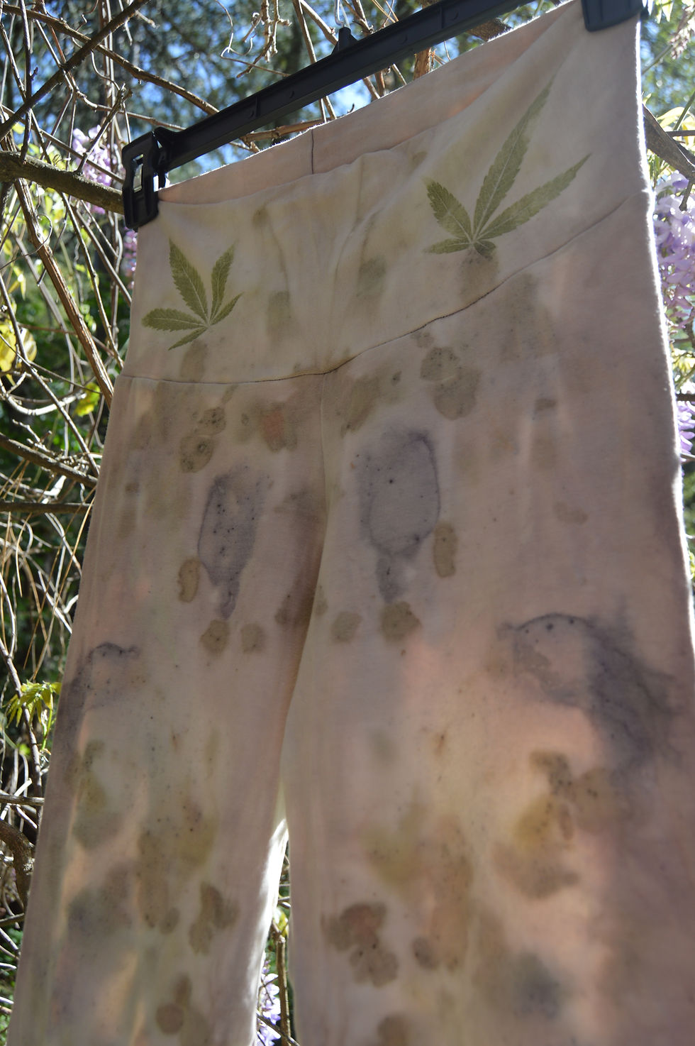 Thumbnail: Ganja Goddess Leggings OOAK EcoPrint Small Bamboo/Hemp