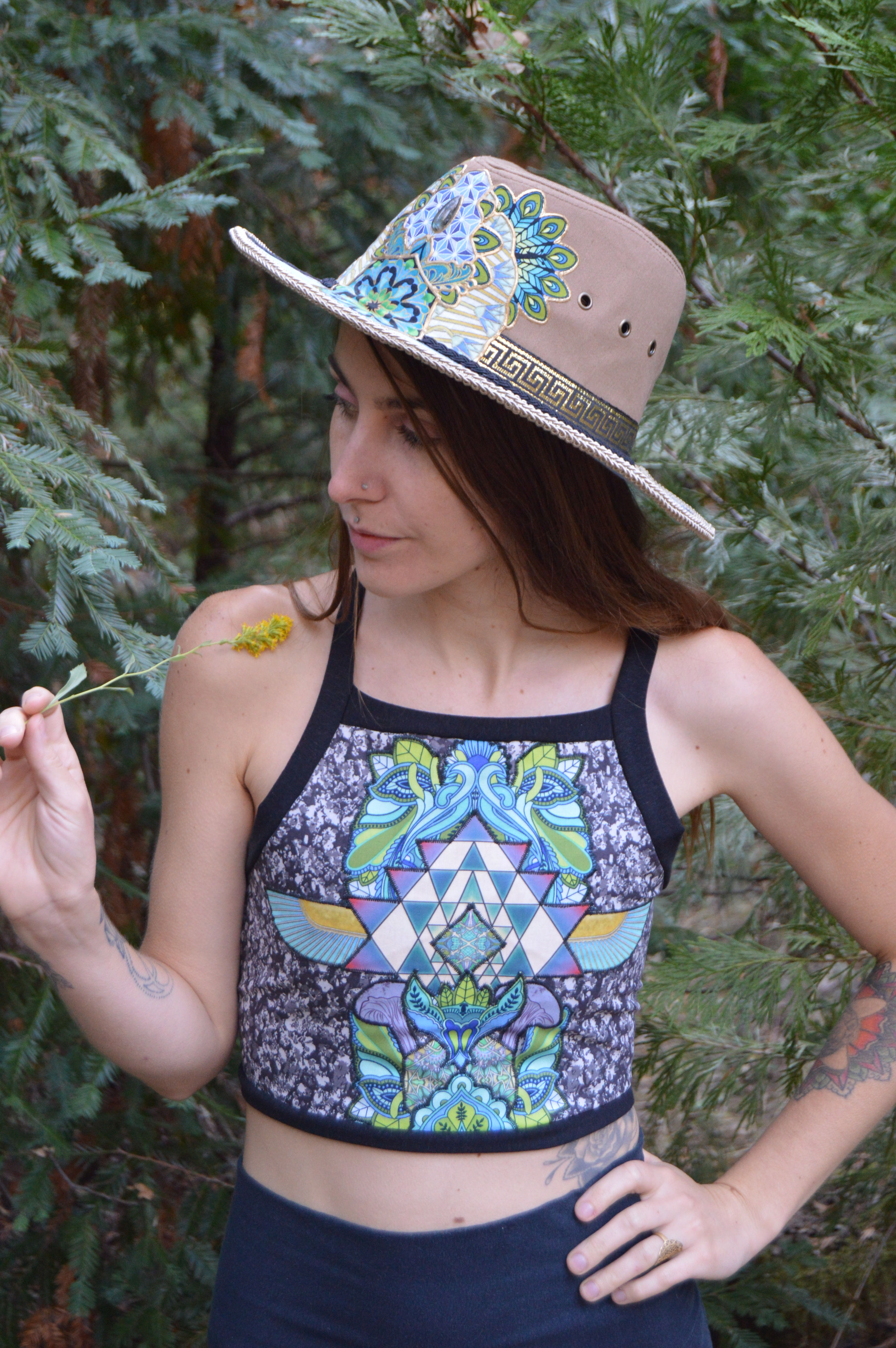 Yantra Heart | One of a Kind Collage Crop Top