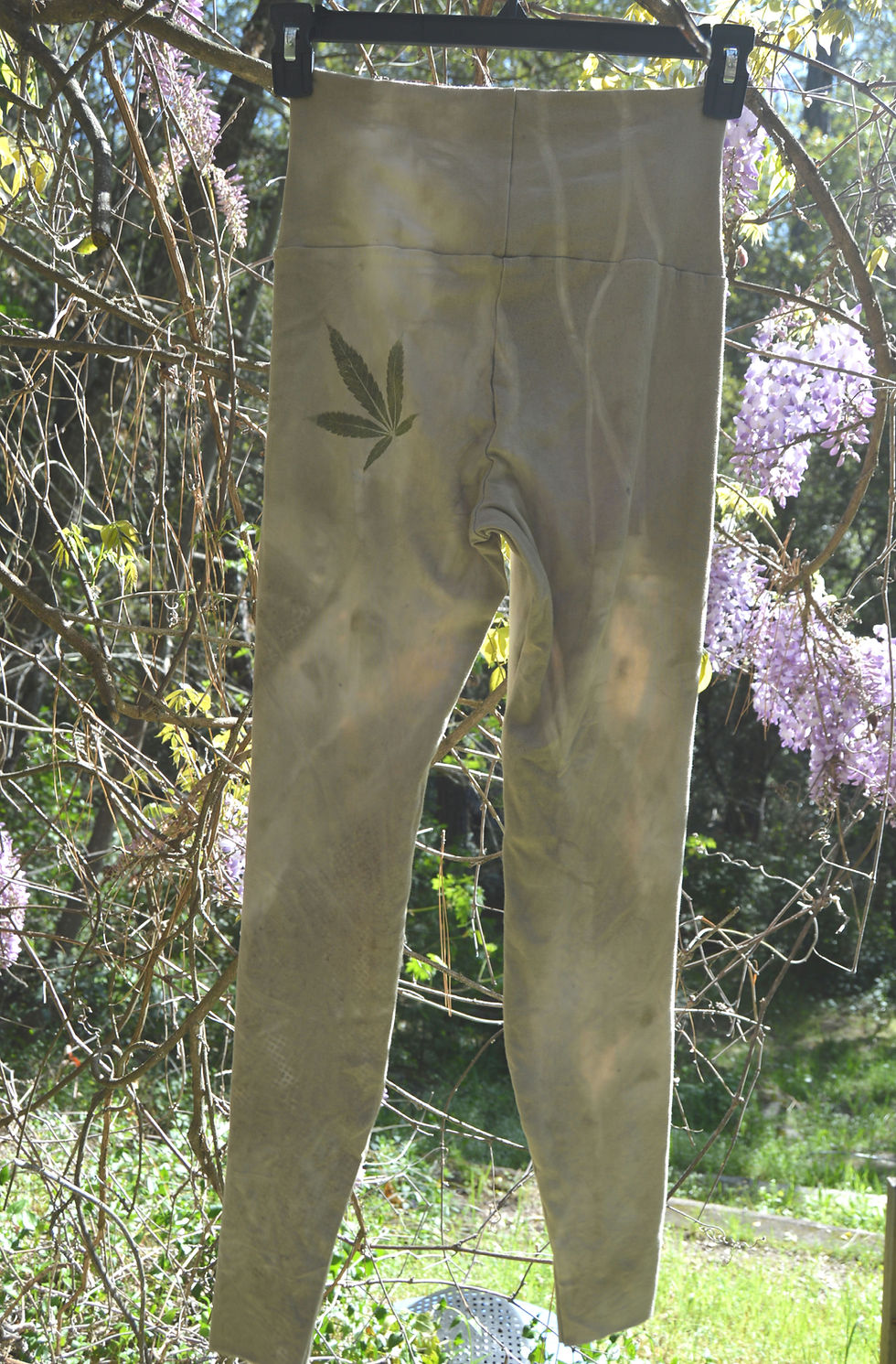 Thumbnail: Ganja Goddess Leggings OOAK EcoPrint Small Bamboo/Hemp