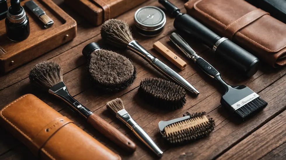 Close-up view of a beard grooming kit