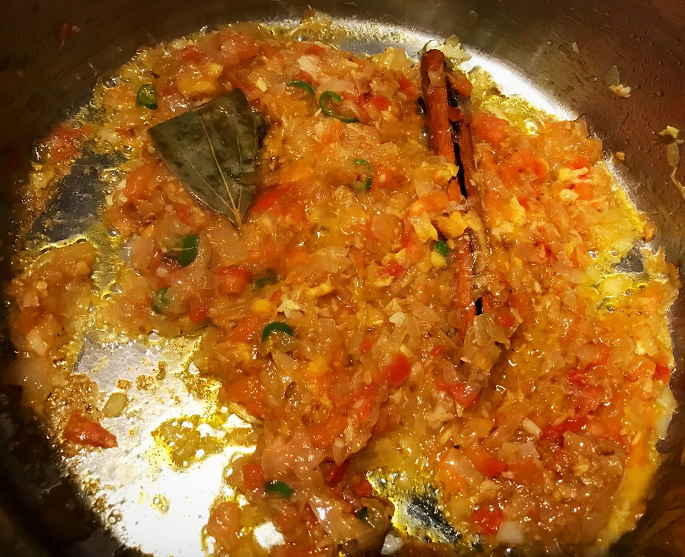 Preparing Onion and Tomato Gravy for Chettinad Chicken