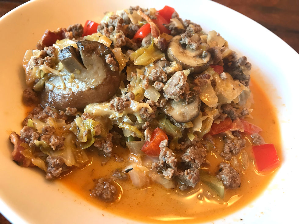 Low Carb Keto Ground Beef and Cabbage in Creamy Wine Sauce