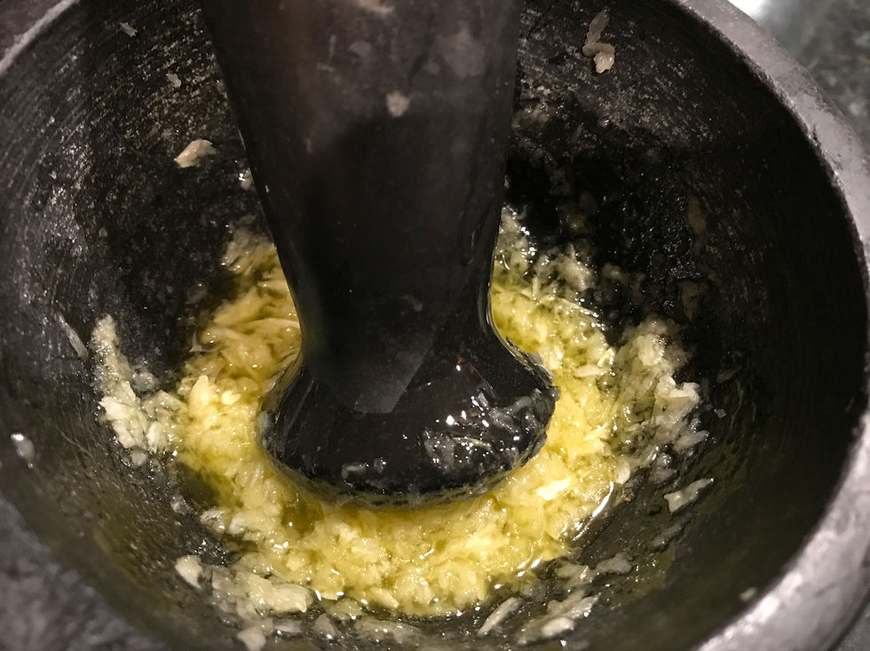 Crushing garlic for Asparagus side dish