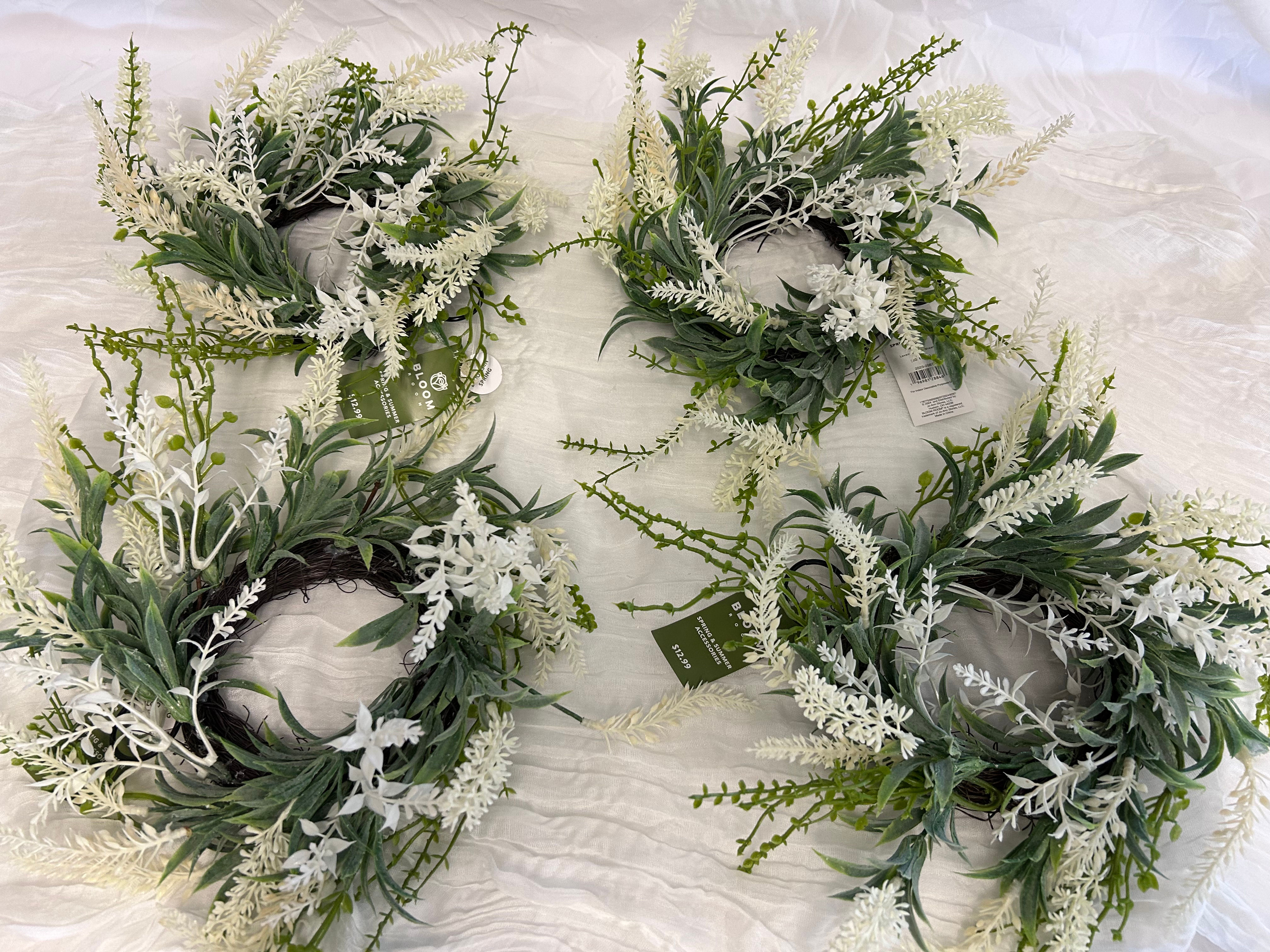 Faux small floral wreaths (set of 4)