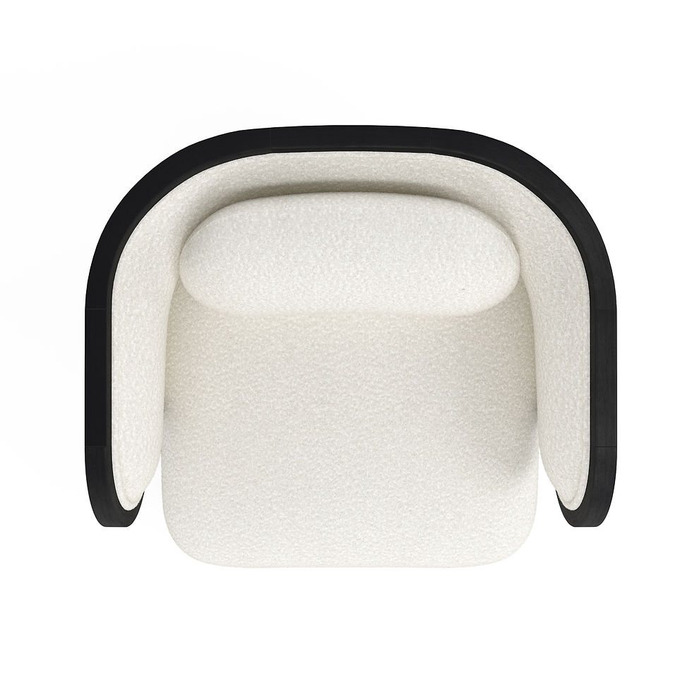 Thumbnail: Club chair with black Oak wood frame and curved back, upholstered in textured white Casentino wool