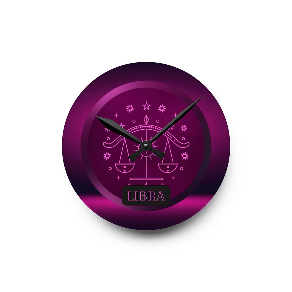 Round Acrylic Wall Clock, Zodiac Sign Libra, Wall Decor