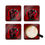 Thumbnail: Coaster Set of 4, Skull and Cloak with Red and Black Design, Cyan Lettering