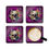 Thumbnail: Corkwood Coaster Set of 4, Skull and Flowers with Purple and Black Design
