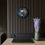 Thumbnail: Acrylic Round Wall Clock, Skull and Flowers with Blue Design, Wall Decor