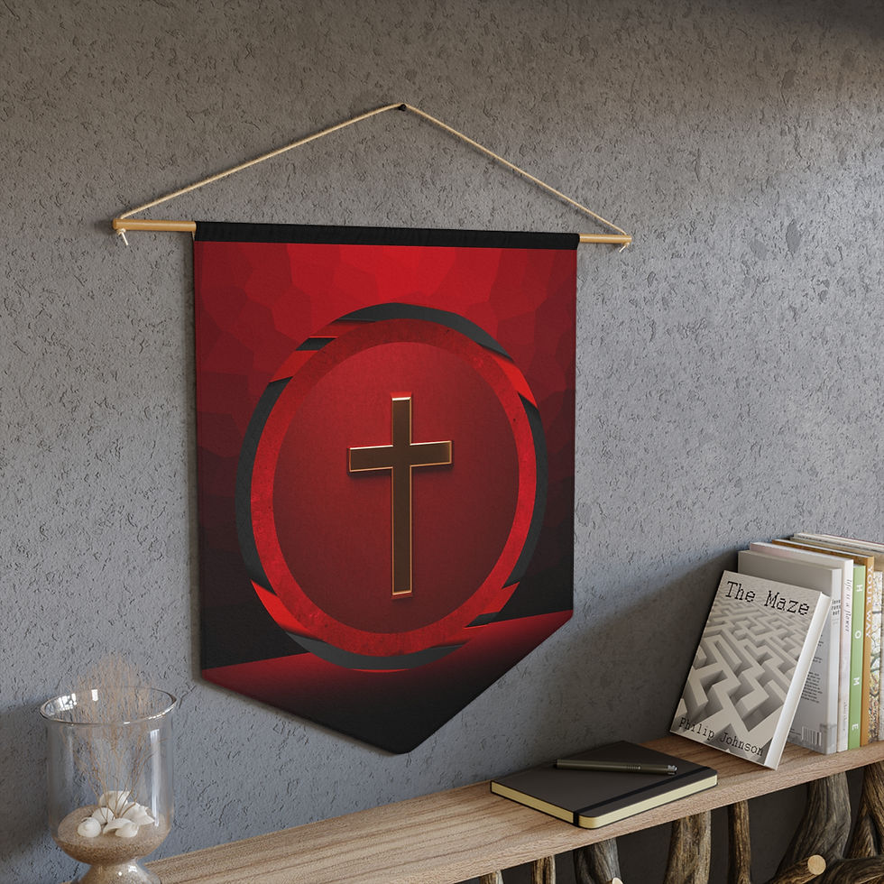 Pennant, Simple Cross, Red and Black Design