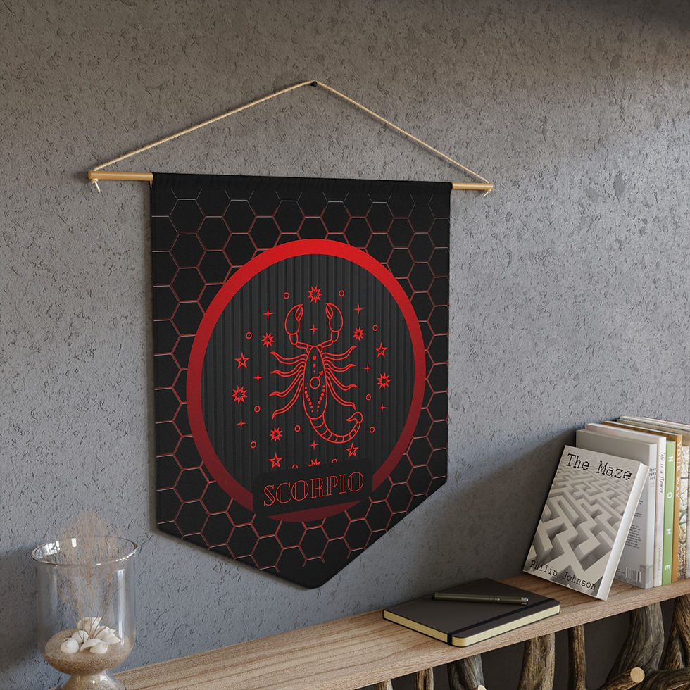 Pennant, Zodiac Sign Scorpio, Red and Black Design Wall Decor