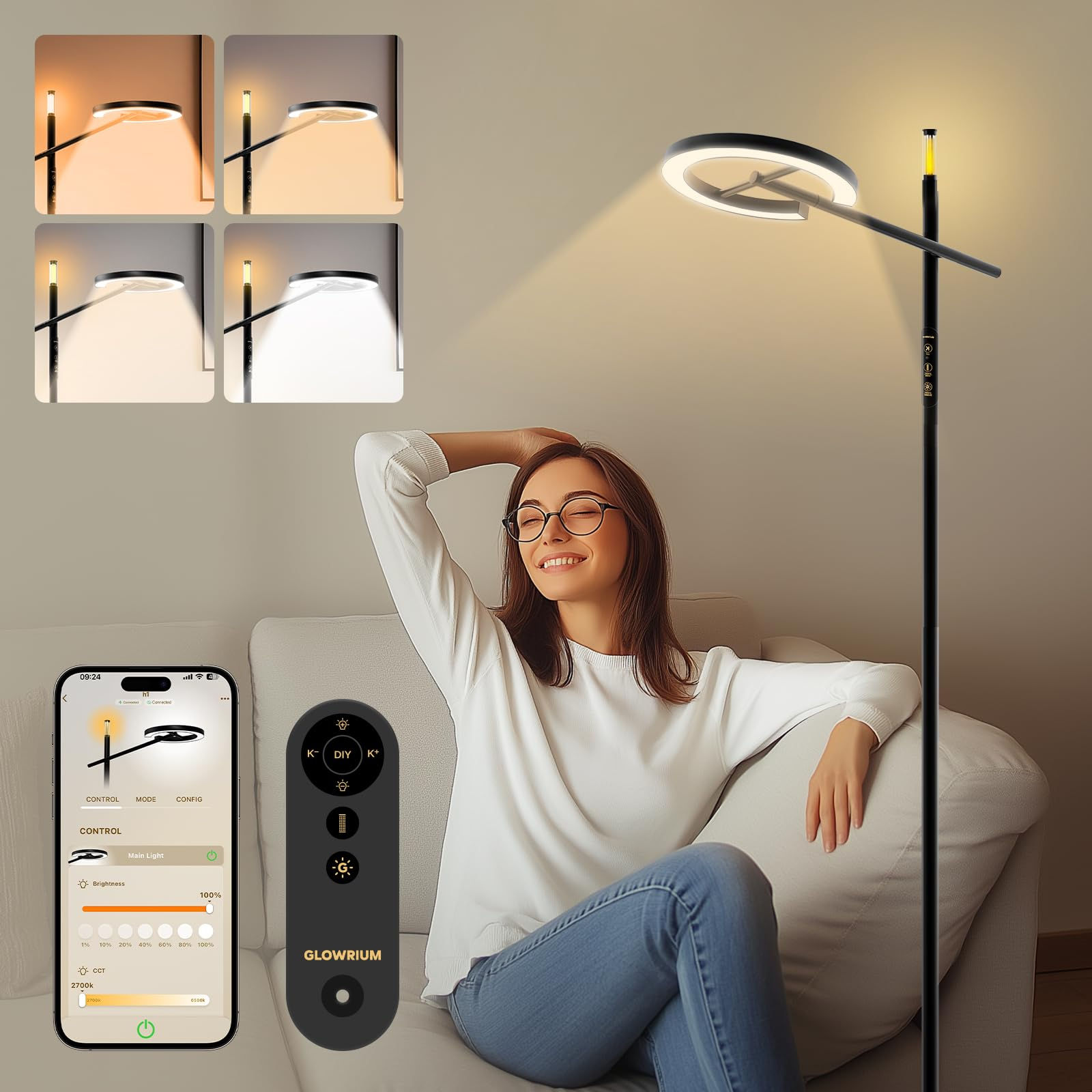 LumiGlow™ Smart Floor Light Therapy Lamp