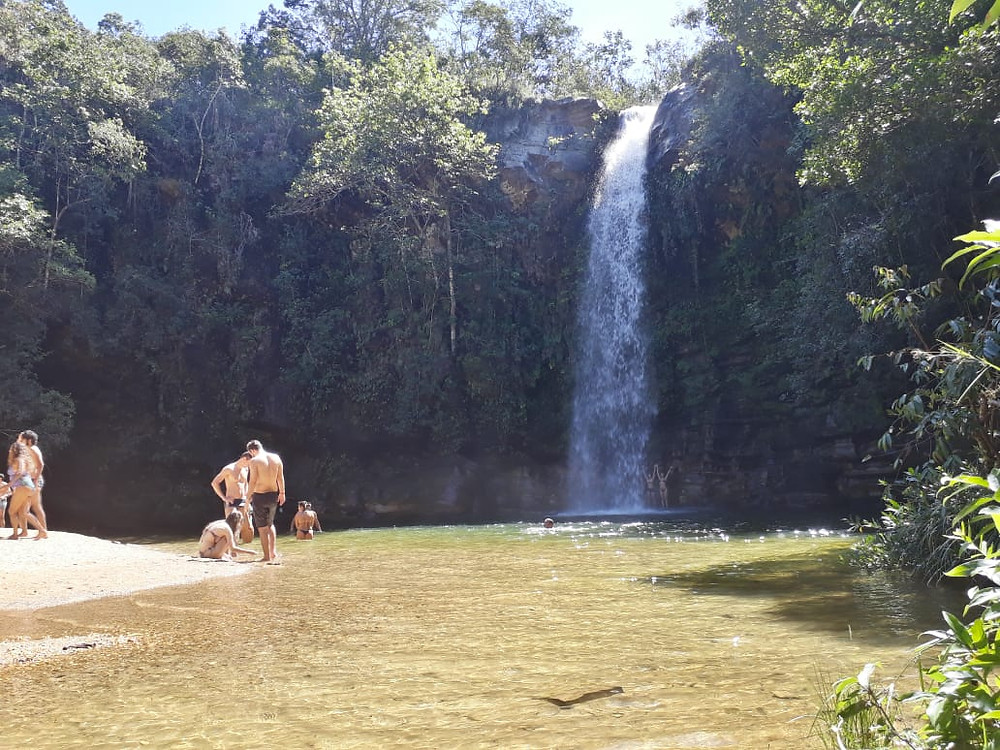 praia e poço na chegada na Cachoeira do Abade