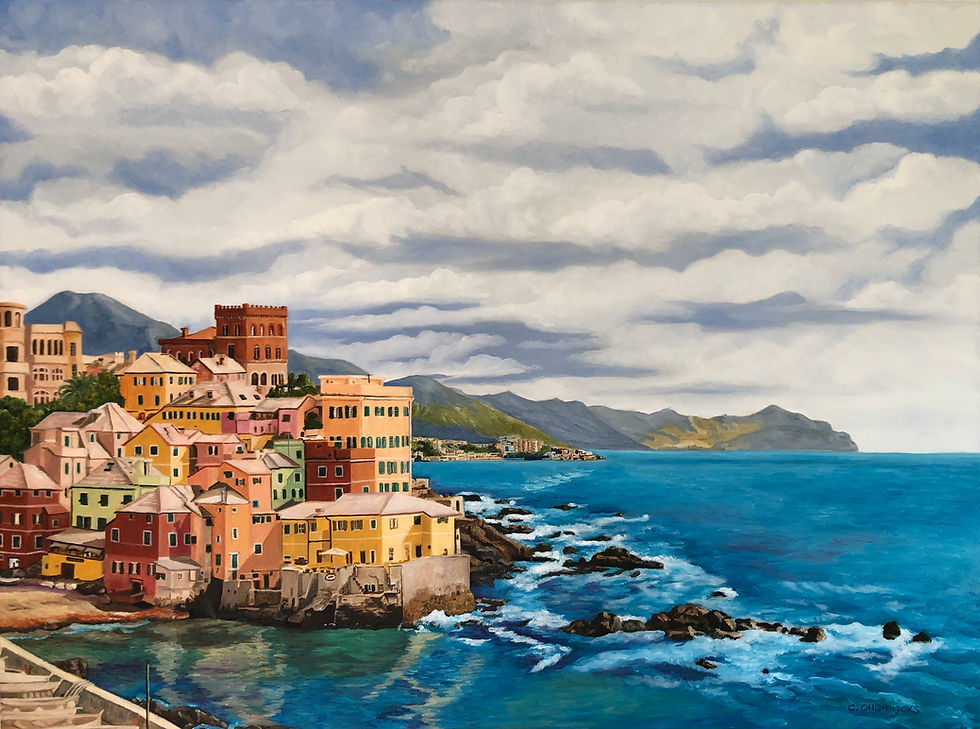 Pretty sea scape of the Italian town of Boccadasse near Genoa