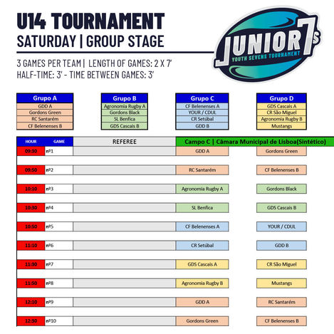 U14 Saturday Schedule!