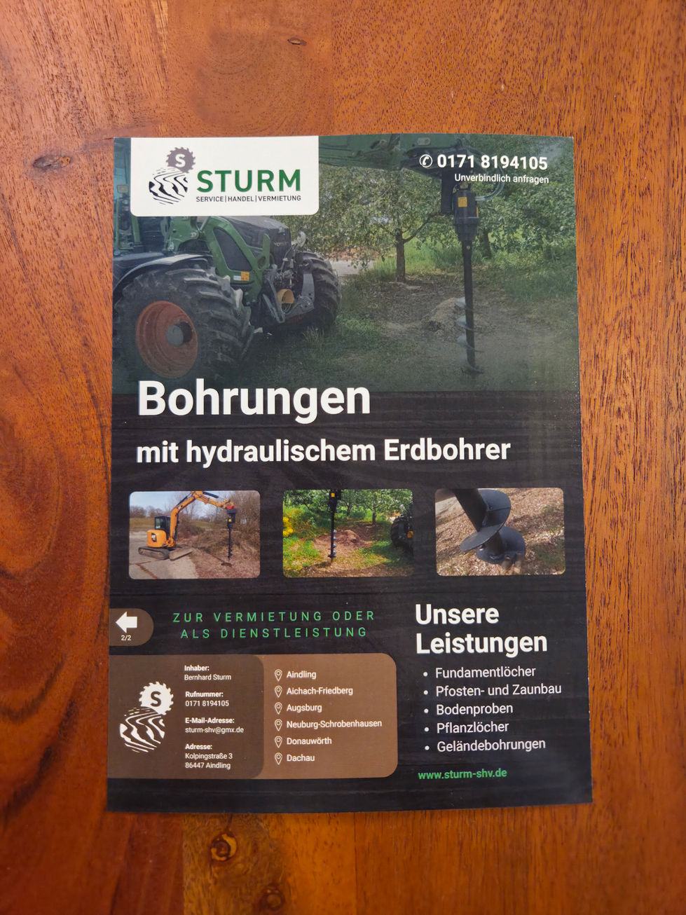 Werbeflyer Erdbohrer