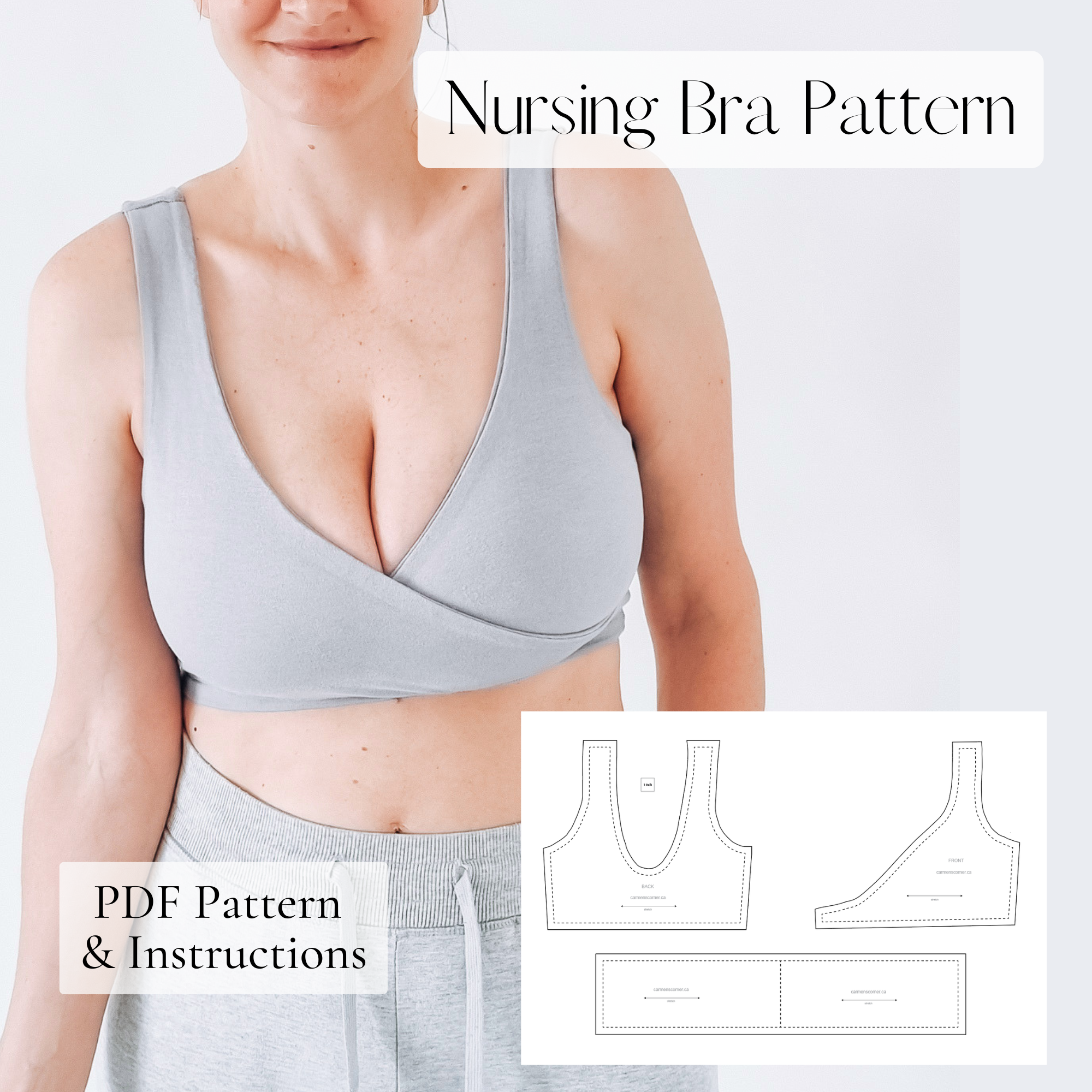 Cross Front Nursing Bra Sewing Pattern & Instructions