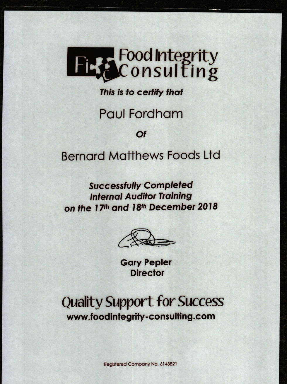 Internal Auditor Training