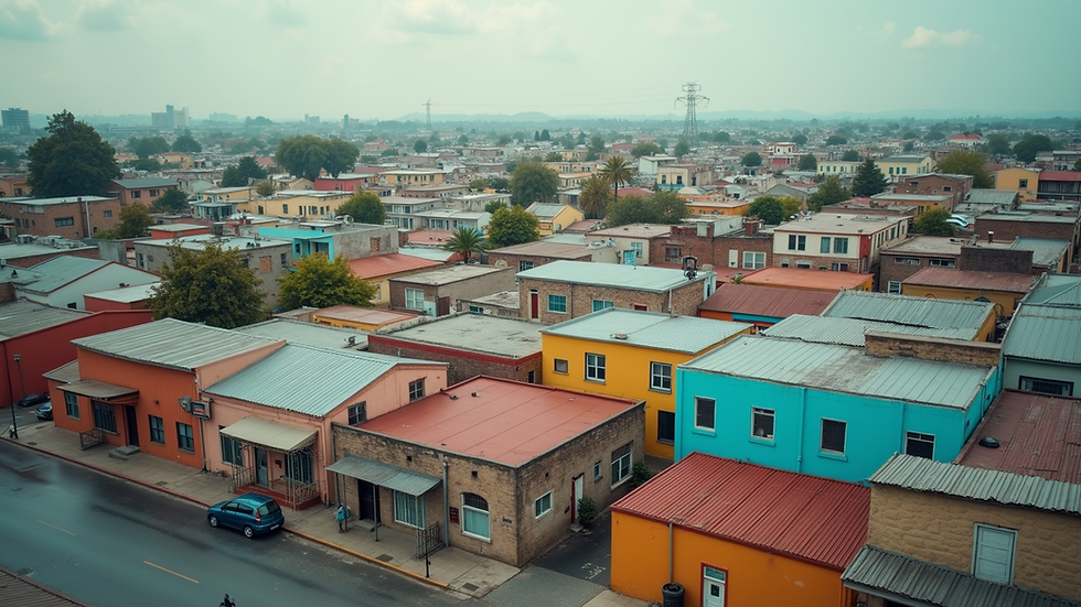 High angle view of colorful buildings in Bellville