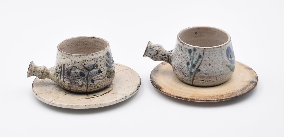 GUSTAVE REYNAUD Le Mûrier Vallauris 2 tasses et sous tasses en céramique 1960 /2