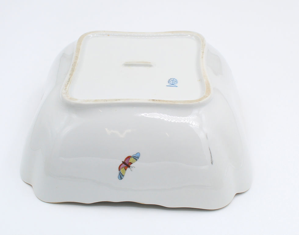 Thumbnail: Herend Rothschild SALADIER EN PORCELAINE décor d oiseaux birds Platter Dish