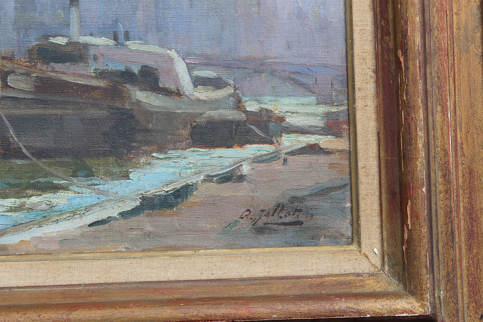 Miniature : André Jallot Tableau Huile Sur Toile Signé " Péniche Sur Le Seine Paris "