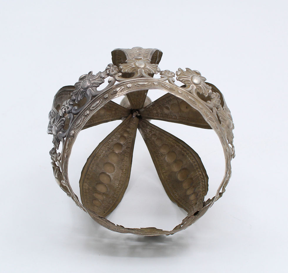 Miniature : ANCIENNE COURONNE DE STATUE EN ARGENT
