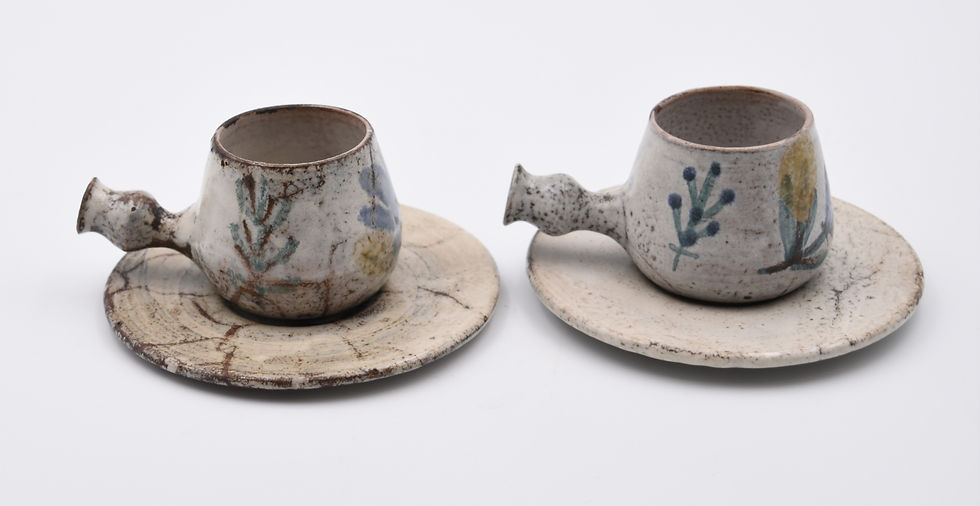 GUSTAVE REYNAUD Le Mûrier Vallauris 2 tasses et sous tasses en céramique 1960 /7