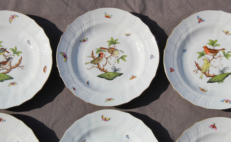 Miniature : Herend Rothschild 6 ASSIETTES DE TABLE EN PORCELAINE 25.5 CM dinner plate /2