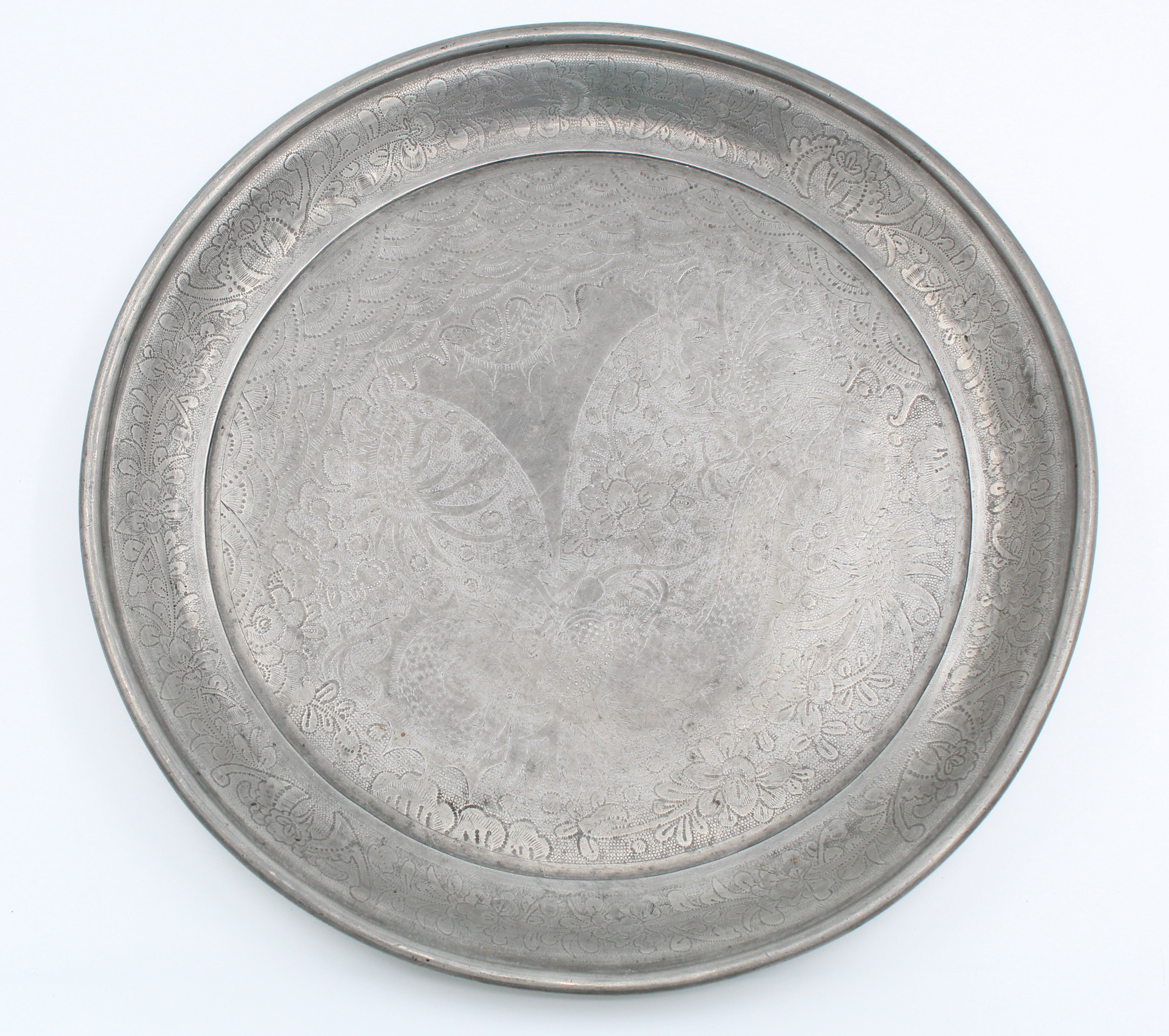 PLATEAU EN ETAIN CHINOIS KUT HING PEWTER SWATOW VERS 1890