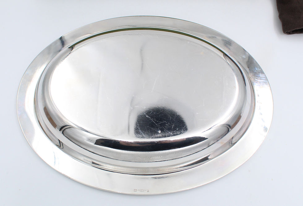 Miniature : CHRISTOFLE MODELE PERLES GRAND PLAT CREUX EN METAL ARGENTE 30.5*23.5 CM