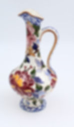 AIGUIERE EN FAIENCE DE GIEN décor Pivoines