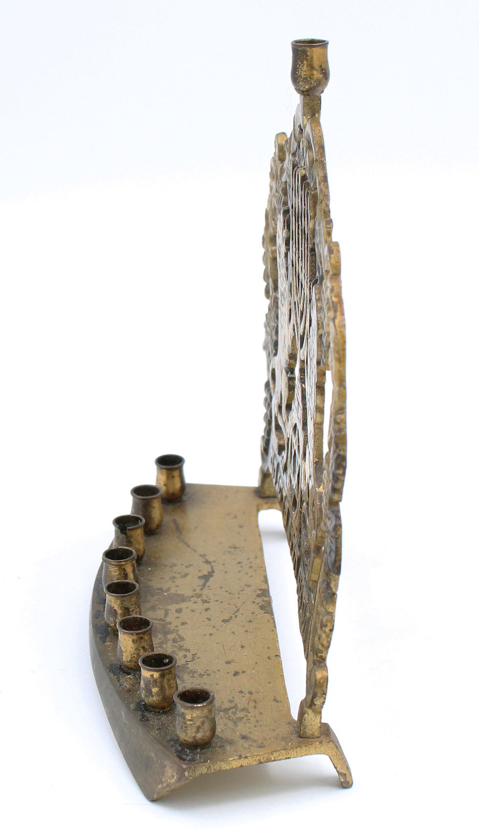 Miniature : Hanukkah Chanukah Menorah Lions Of Judah Judaica en laiton