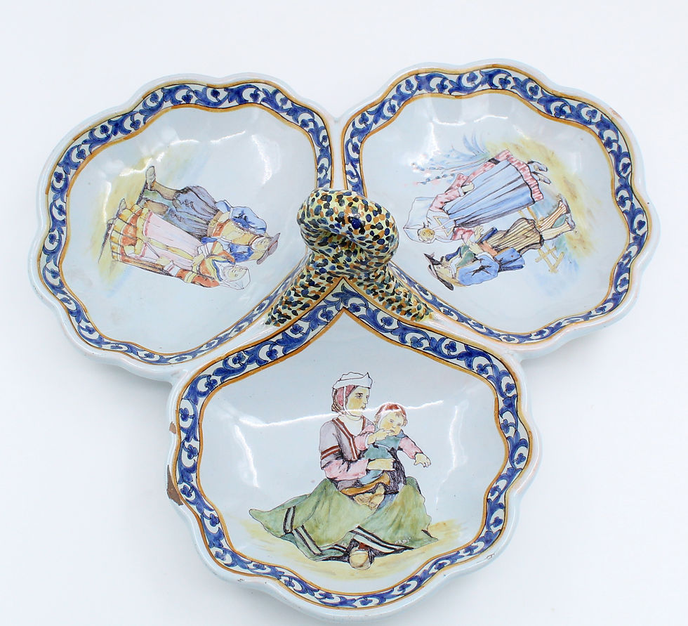 Miniature : Quimper Porquier Beau Coupe en faïence Plat mendiant Diamètre 32 cm