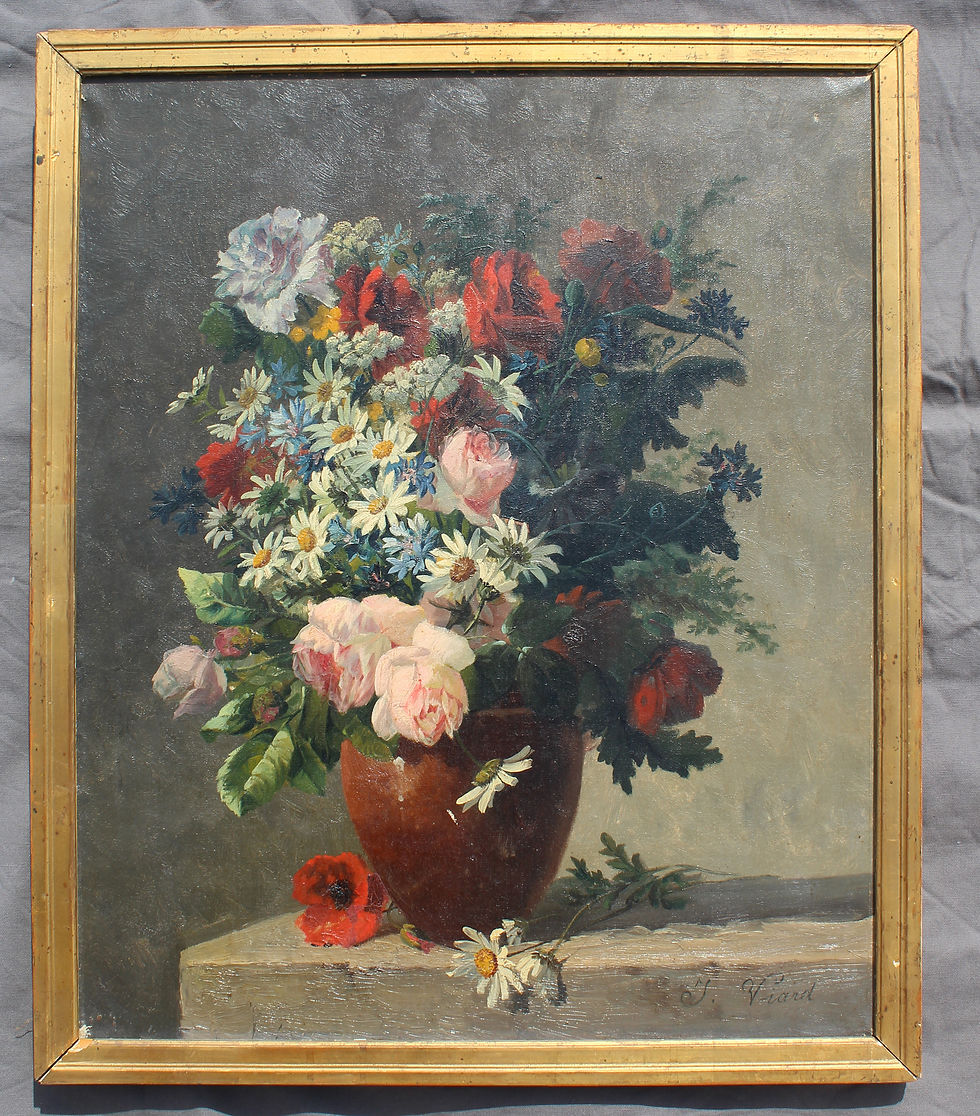 Thumbnail: Tableau huile sur toile Signé G VIARD 19 EME VASE AU BOUQUET DE FLEURS